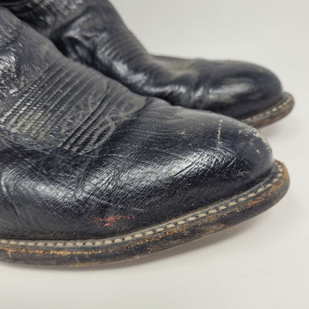 Tony Lama Boots Mens 8.5D Black Leather Western Cowboy Rodeo 8410 - Picture 11 of 11